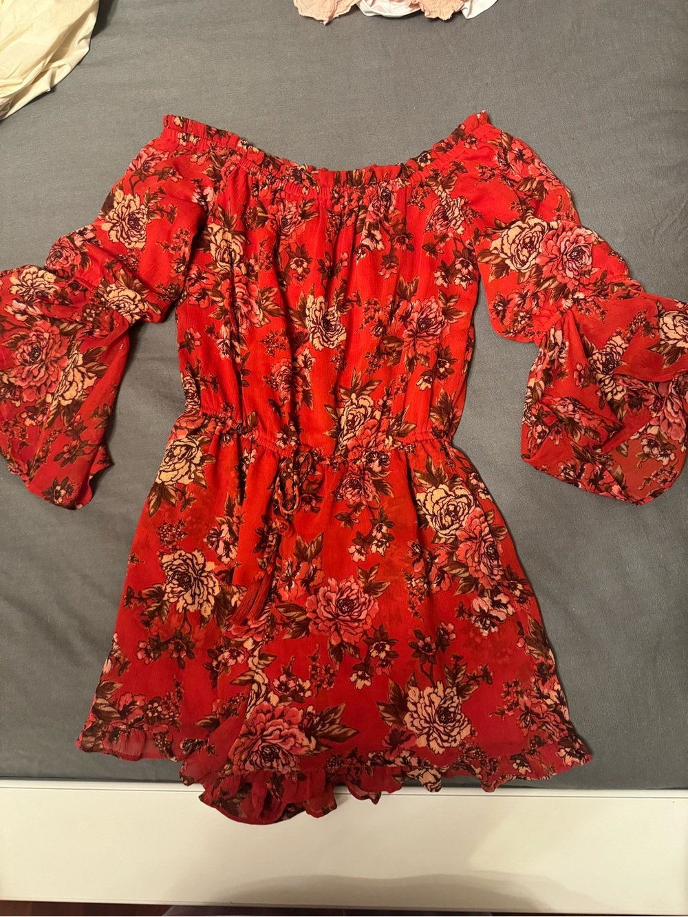 American eagle red floral romper